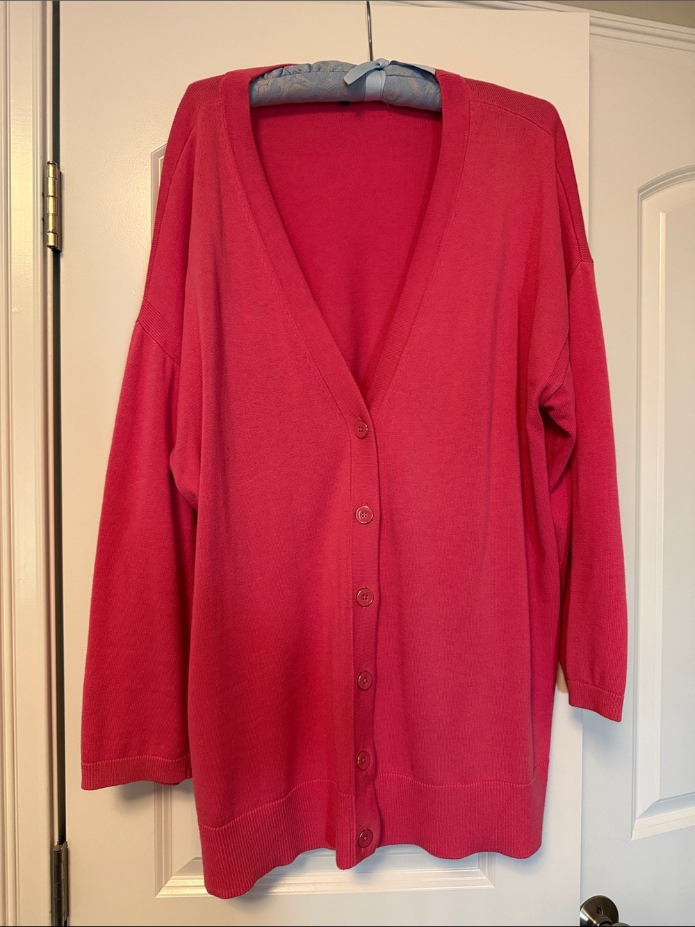 Talbots Women's Plus V-Neck Button Cardigan Sweater - Hot Pink